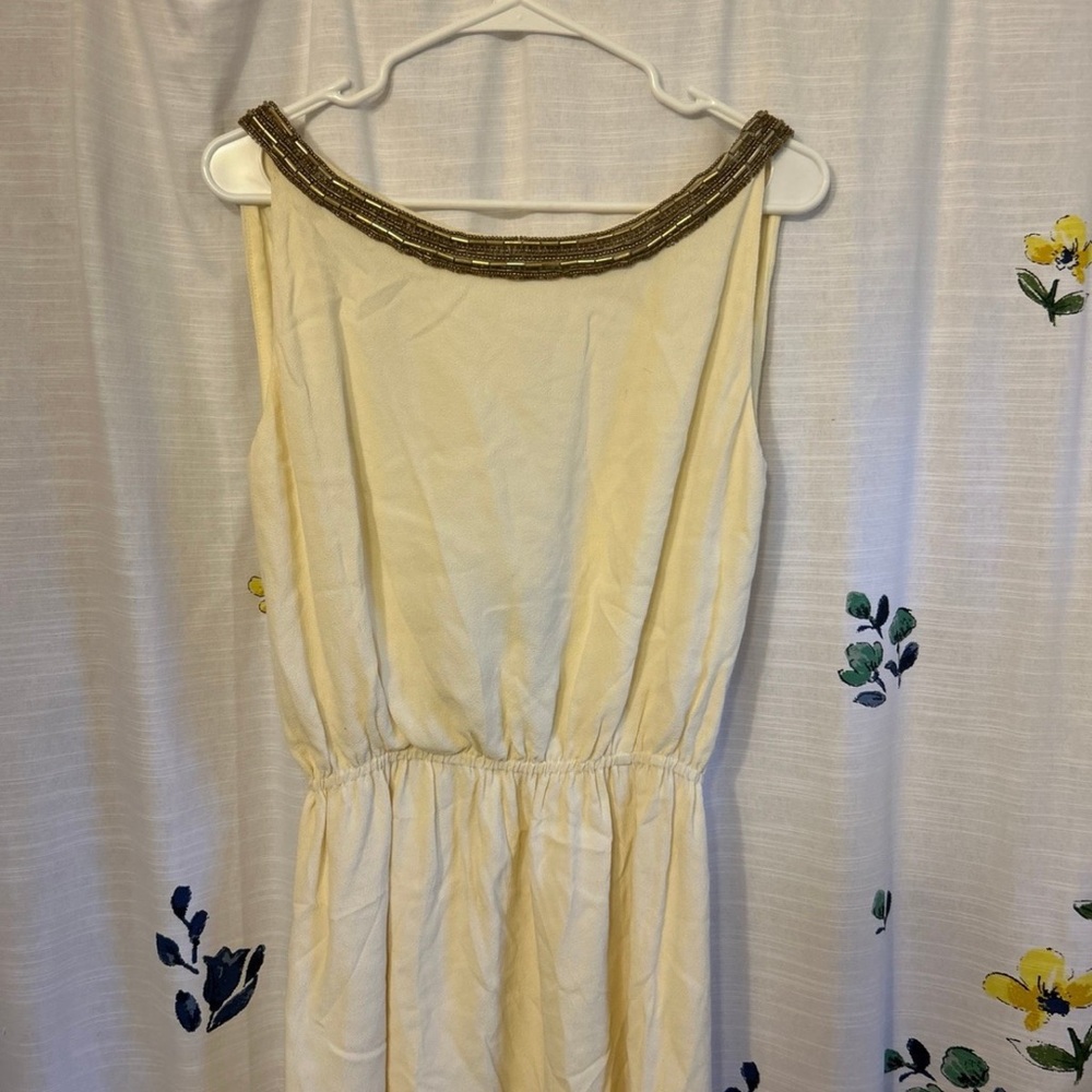 Chic Cream Dress with Gold Trim